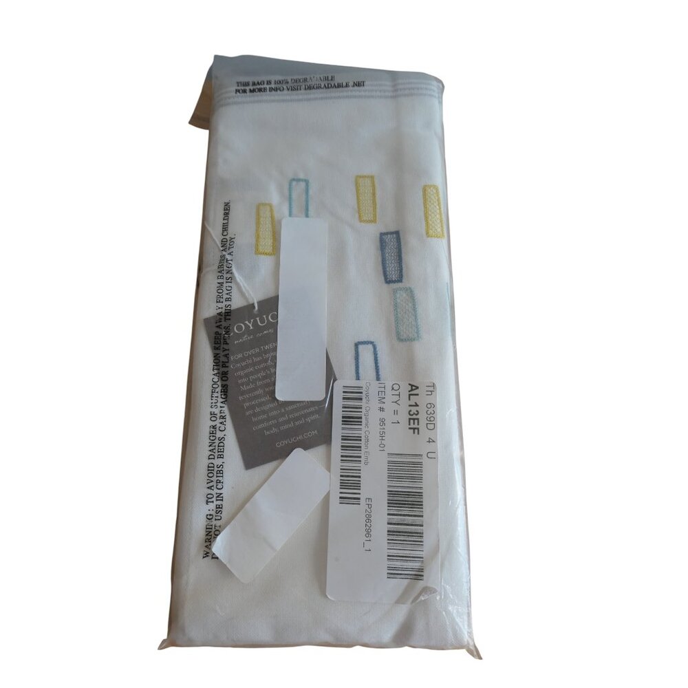 Coyuchi- White/ blue-organic cotton embroidered kitchen towel set of 2 -NWT - Picture 7 of 8